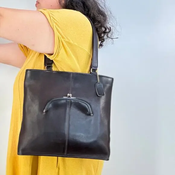 Vintage Coach Skinny Tote 9546 Brown Leather Handbag Purse - Picture 12 of 12